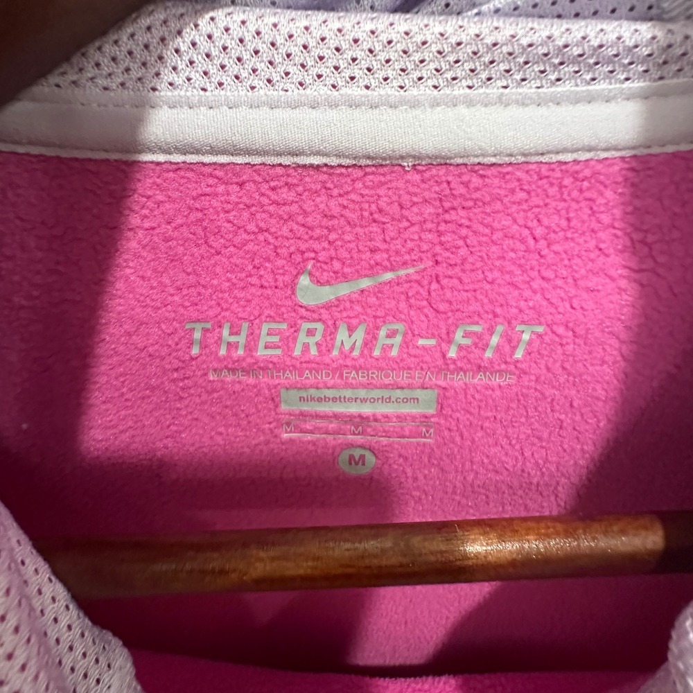 Nike Therma-Fit Script Pullover Hoodie Pink Neon Green Thumbholes‎ M - Picture 8 of 8